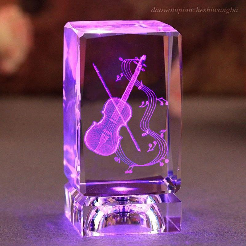 3D Кристальный пресс-папье-украшение Гитара и Саксофон с Цветной Подсветкой 5x5x8 cm