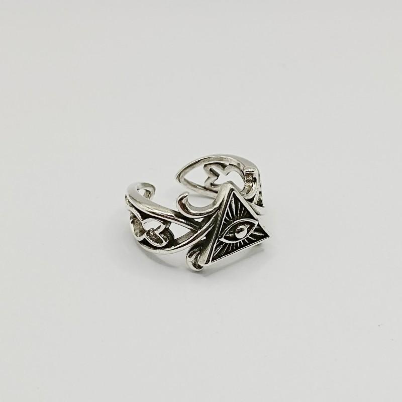 Adjustable Open Eye Ring In Vintage Style Plated Geometric Design Unisex Fashion Jewelry