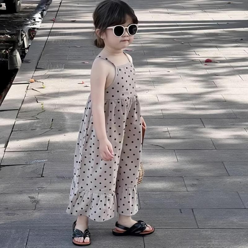 Children Girls' Suspender Jumpsuit Polka Dot Printed Loose Kids Jumpsuit