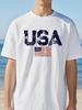 USA Letters American Flag Stars And Stripes Prints Clothing Women Loose TShirt Simple Retro Tops Personality ONeck Tshirts