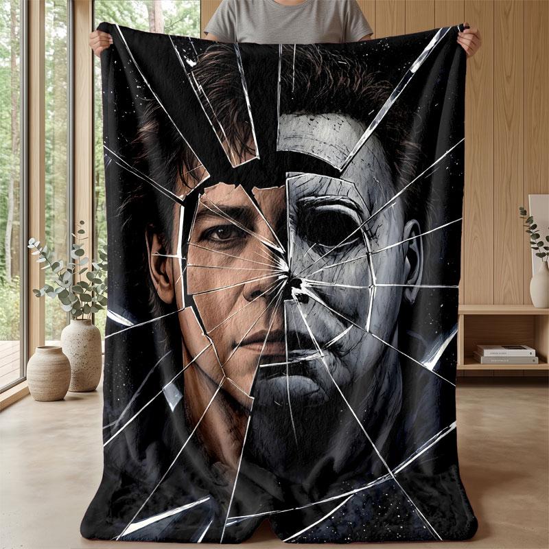 Soft Flannel Blanket Lightweight Cozy Bedroom Living Room CoverHalloween Michael Myers