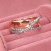 Elegant Two Color Inlaid White CZ Women's Ring Fashion Party Daily Wear Jewelry
