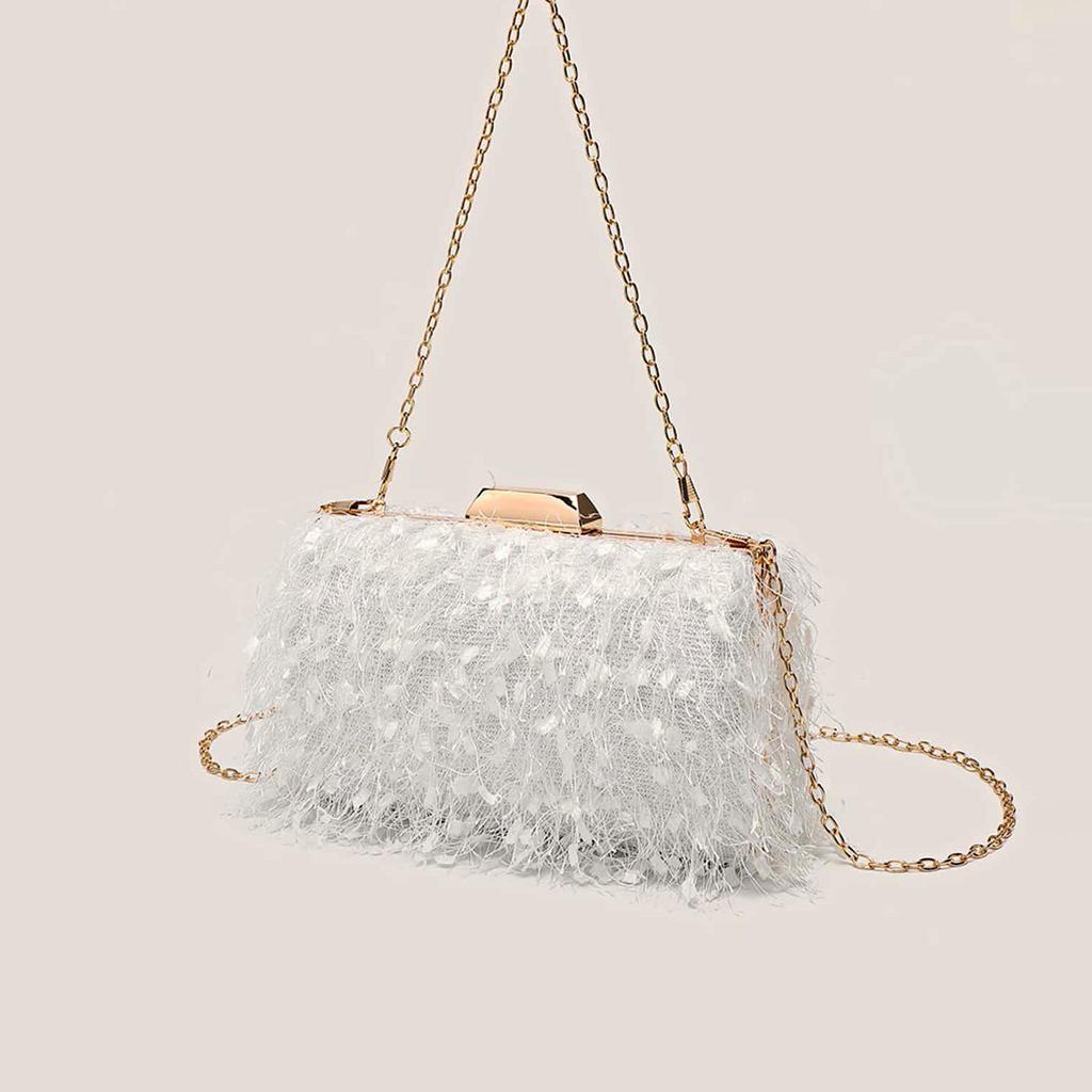 Women's luxury designer evening bag  tassel  shoulder  crossbody  clutch  wedding party  square bags  chain bag
