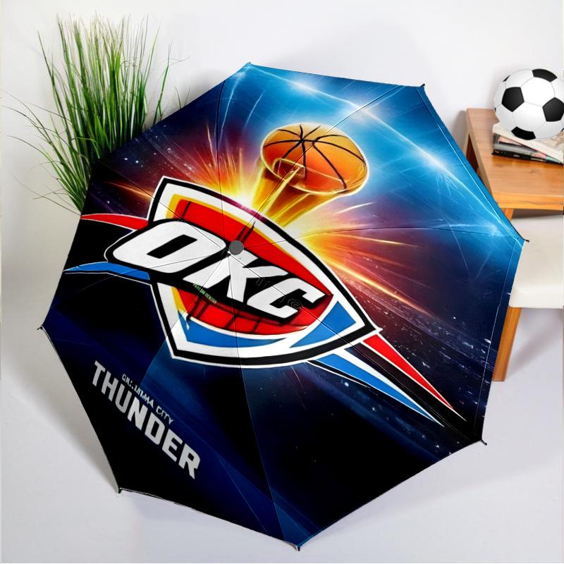 Thunder OKC Basketball Umbrella 8-Frame for Travel, Camping, Casual Lightweight Portable Umbrella, Essential for Every Family Holidays Gift