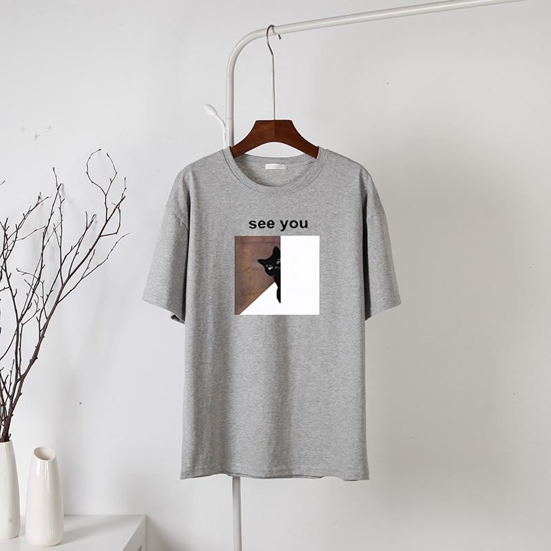 Hirsionsan Cartoon Printed Cotton Summer T Shirts Women Soft Kawaii Loose Tees Female Plus Size Short Sleeve Tops for Lady 2022
