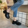 New Autumn Spring Oxford Shoes For Women Solid Leather Casual Shoes Woman Flats Lace Up Thick Bottom High Heels Platform Shoes