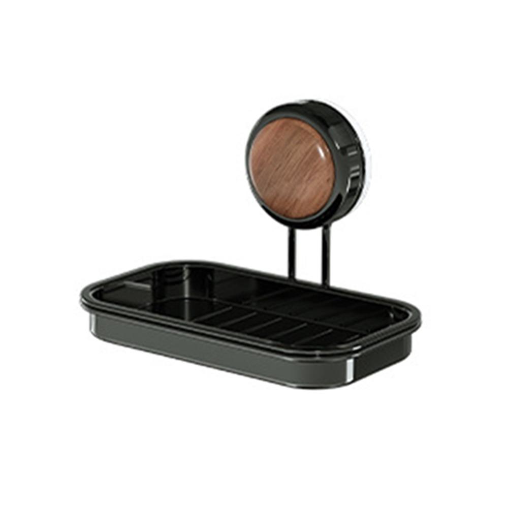 Detachable Self Draining Soap Holder 1/2 Layer Soap Drain Box Suction Cup Soap Dish Sponge Black 1 Layer