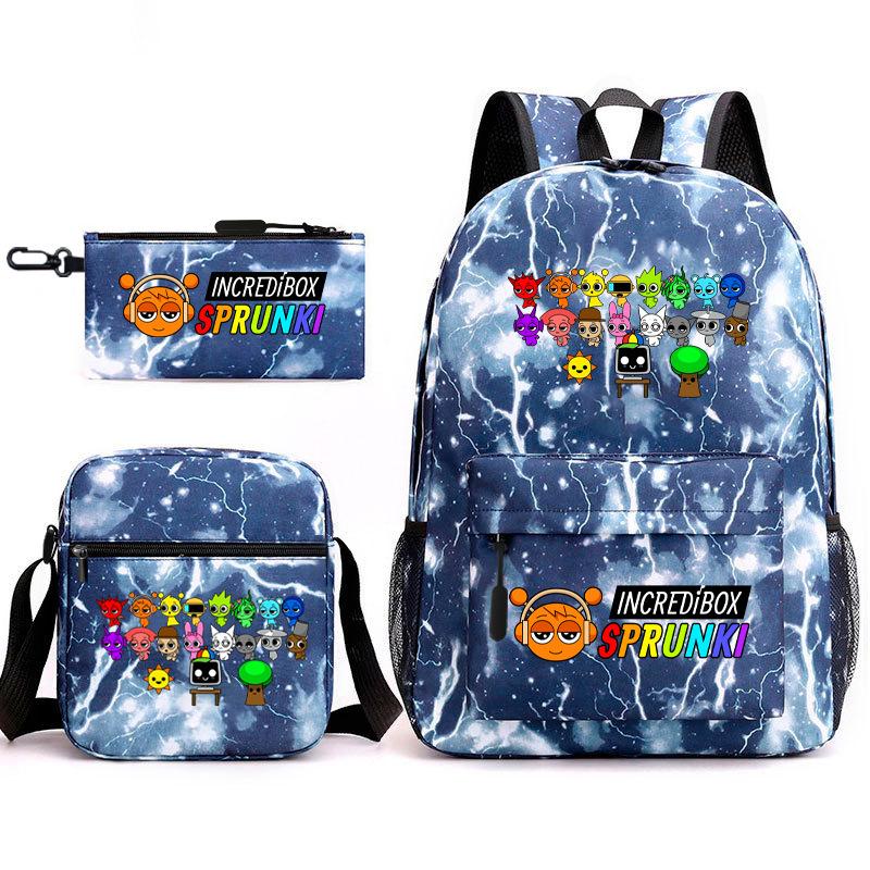 3D New Game Rhythm Box Sprunki School Bag Backpack Elementary and Secondary School Backpack Crossbody Bag Pencil Bag D
