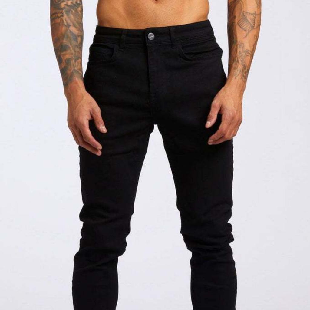 New Denim Men's Pants Ins Trend Black Slim High-waisted Denim Leggings Male
