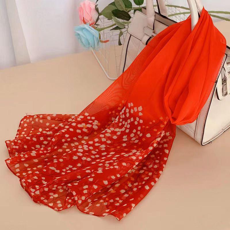Spring & Summer Silk Chiffon Scarf for Women – Versatile, Fashionable, Sun-Protective, Printed Headscarf