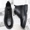 Brock Engraved British Style Male Handsome High Sense Street Retro Business Style Boots Versatile Martin Boots
