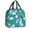 Custom Japanese Girl Sakura Kokeshi Doll Lunch Bag Men Women Warm Cooler Insulated Lunch Box for Kids School Children