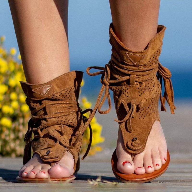 Fashion 2024 Women Retro Sandals Gladiator Ladies Clip Toe Vintage Boots Casual Tassel Rome Fashion Summer Woman Shoes Female Sandalias
