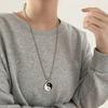 Necklace Compass Titanium Steel Tai Chi Amulet Engraved Link Present Steels Pendant Wide Row Jewelry Stainless Circle Cool