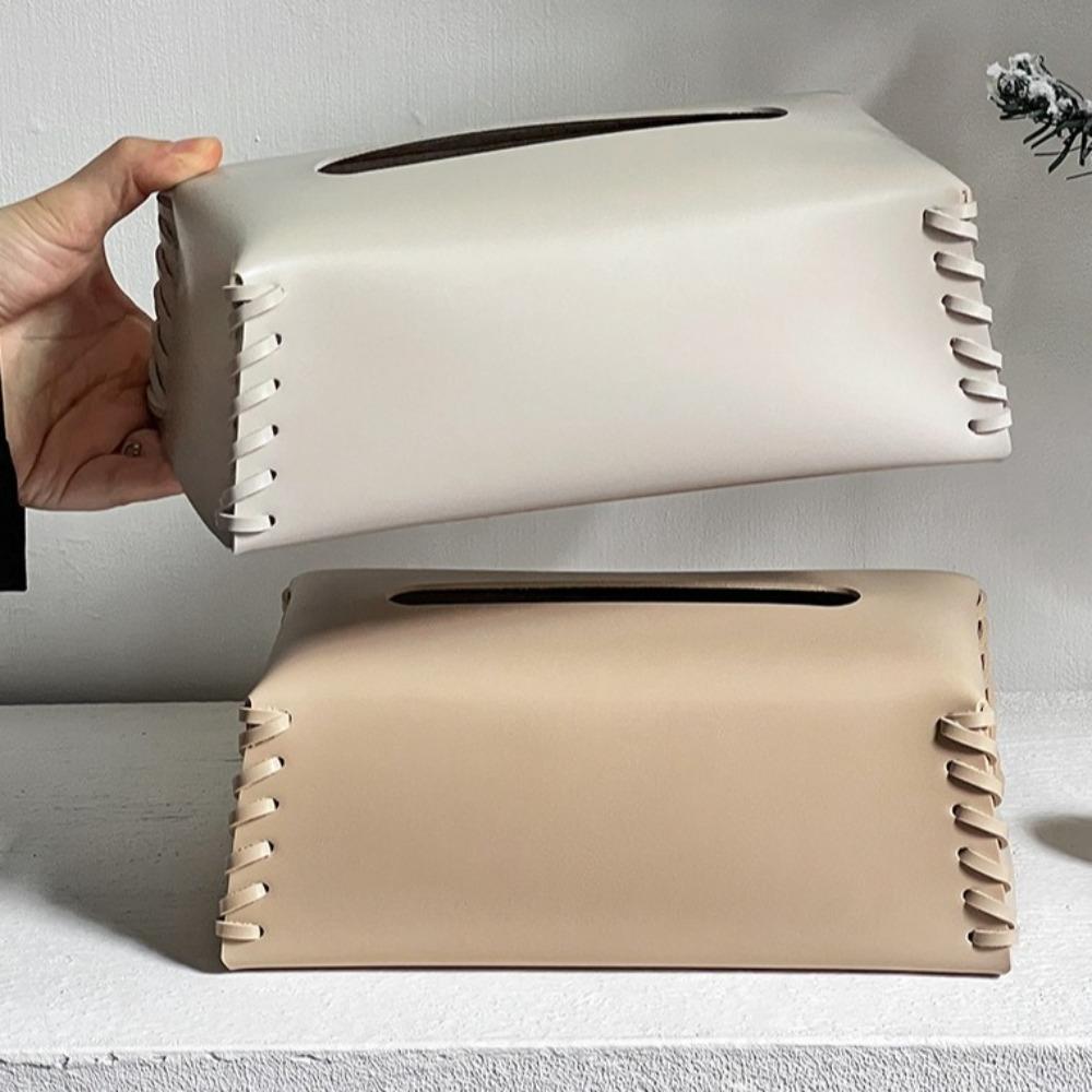 Luxury Woven Tissue Box PU Leather Paper Towel Cover Creative Napkin Case  Living Room