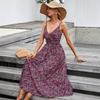 Women's Leopard Print Spaghetti Strap Maxi Dress Fitted Bodice Long Dress