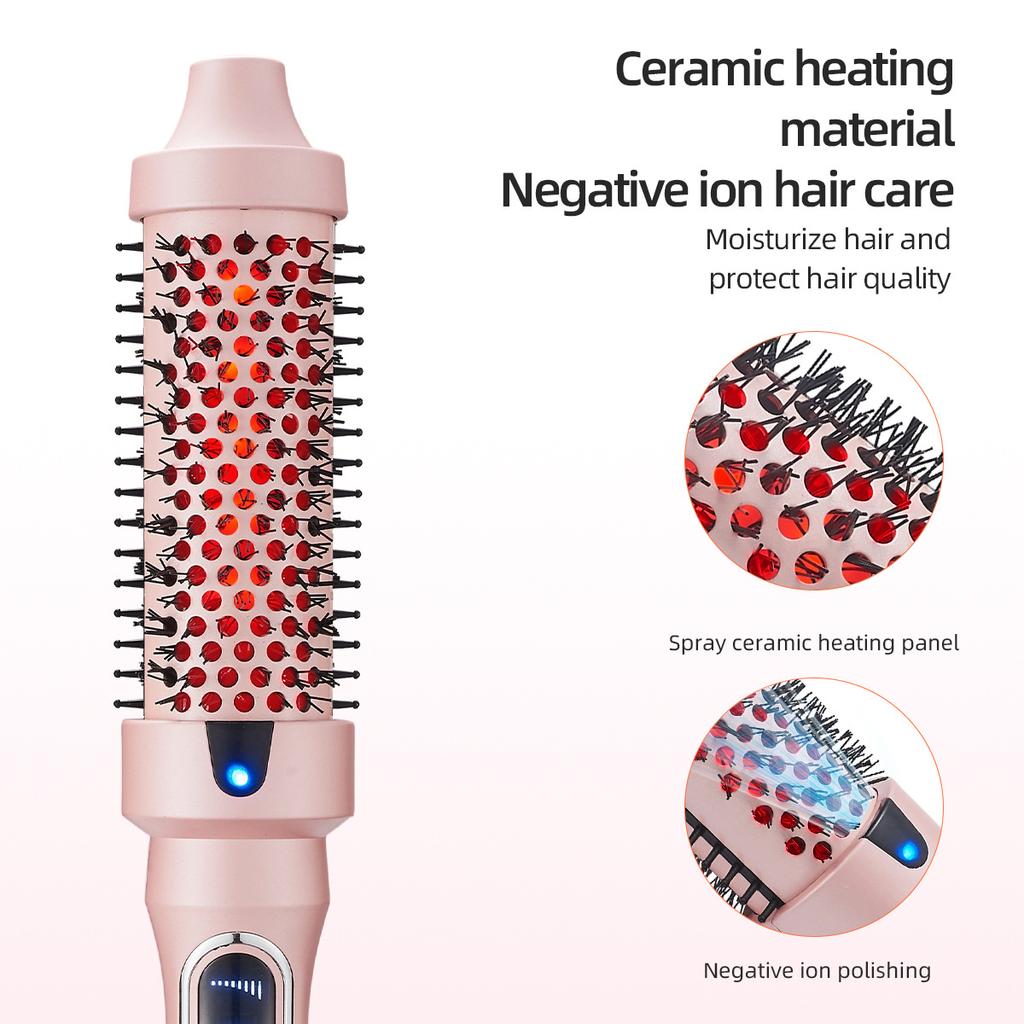 Heating Curling Comb with Infrared Care PTC Thermal Round Brush Styling Iron for Volumizing Anti-Scald Professional Hot Brush