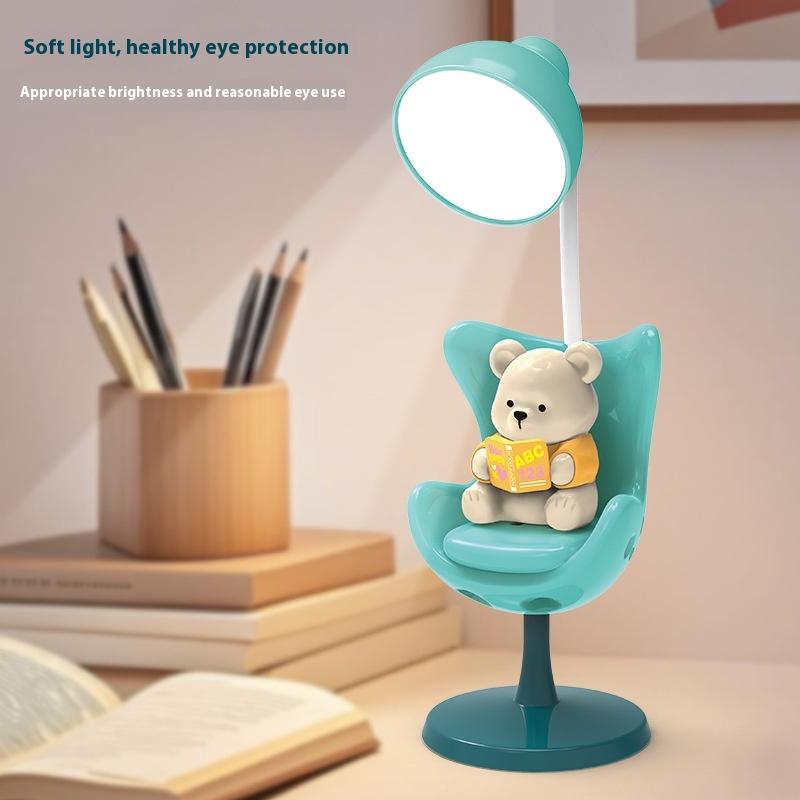 Cartoon Cute Bear Usb Charging Led Table Night Light Three-Speed Adjustable Child Eye Protection Warm White Desk Lamps Ornaments