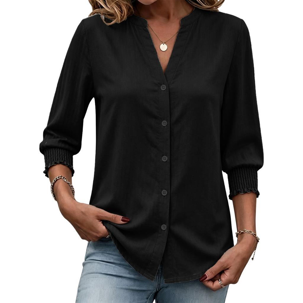 Afslappet Dame T-shirt Top med 3/4 Ærmer til Hverdag