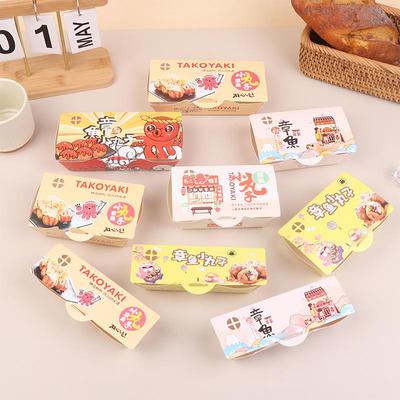 50ks Krabička na balení chobotnicových kuliček Japonské pouliční jídlo Takoyaki Jednorázový papírový kontejner na balení svačin s sebou