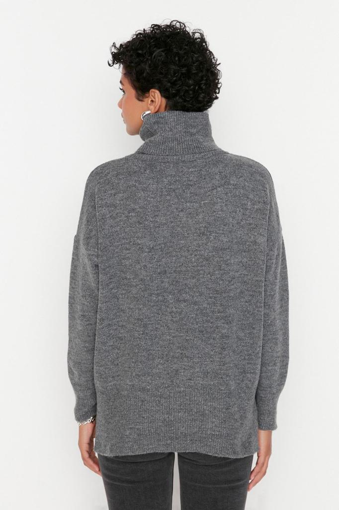 Women's Fashionable Stylish Sweater Khaki Soft Textured Wide Fit Knitwear Sweater