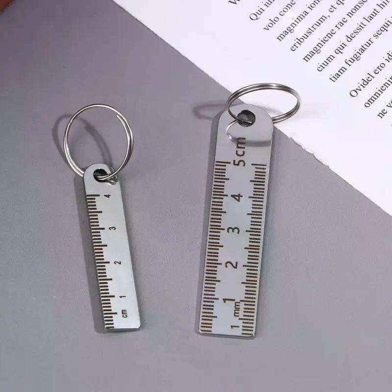 Keychain Stainless Steel Ruler - Compact Measuring Tool for School and Office Essentials (Anti-lose Measure Rule)