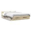 VidaXL Bed Frames and Drawers Sonoma Oak 140x200 Cm Engineered Wood, Bed, Storage Bed, Double Bed Frame, Bed 3280750