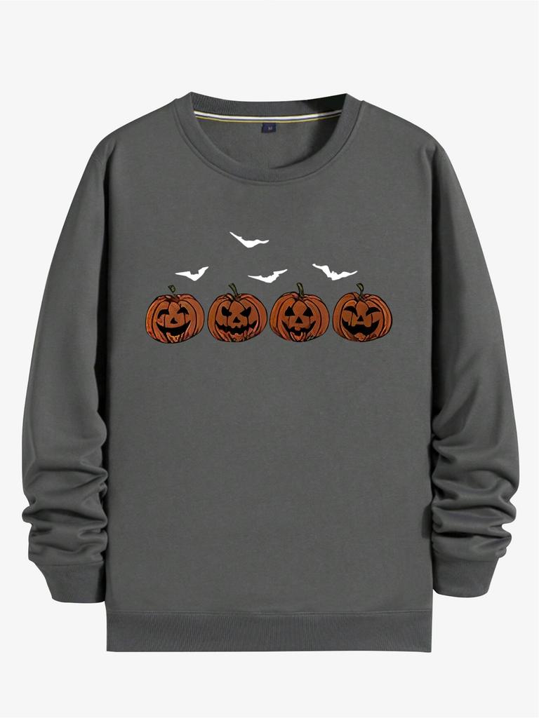 Halloween Pumpkin Print, Versatile Long Sleeve Comfortable Sweatshirts for Men, Casual Tops for Spring and Autumn