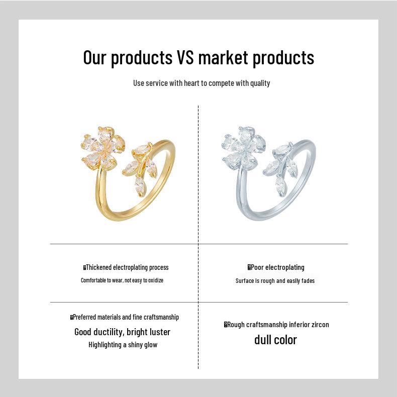 Elegant Gold-Plated Adjustable Wheat Ear Open Ring