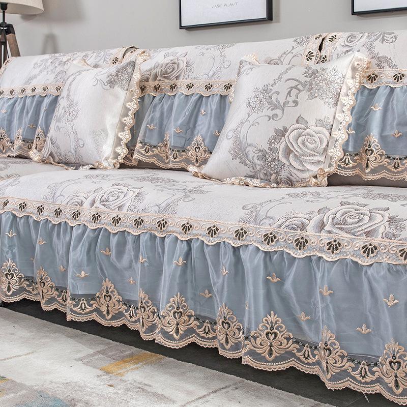 Poduszka na Sofę z Jedwabiu Lodowego Letnia Letnia Antypoślizgowa Styl Europejski Pokrowiec na Sofę All-Inclusive Letnia Mata Mata Uniwersalna na Cztery Pory Roku