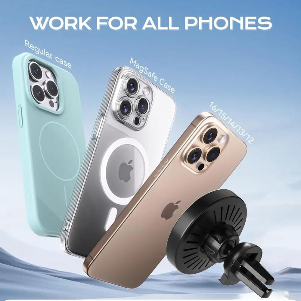 360 Rotation Air Vent Phone Holder Magnetic Wireless Charger Stand For Magsafe iPhone 16 15 14 13 12 Pro Max Fast Charging Mount