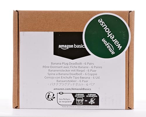 Amazon Basics Banana Plug Speaker Connectors, 6 Pairs (12 Pieces), 1.37cm x 1.37cm x 4.11cm, Black