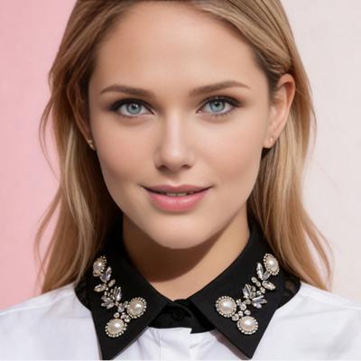 Falscher Kragen Hemd Strasssteine Kunstperle Abnehmbar Verstellbar Verziert Oberteile Halbes Hemd Kragen Formelles Ereignis Kragen Accessoire