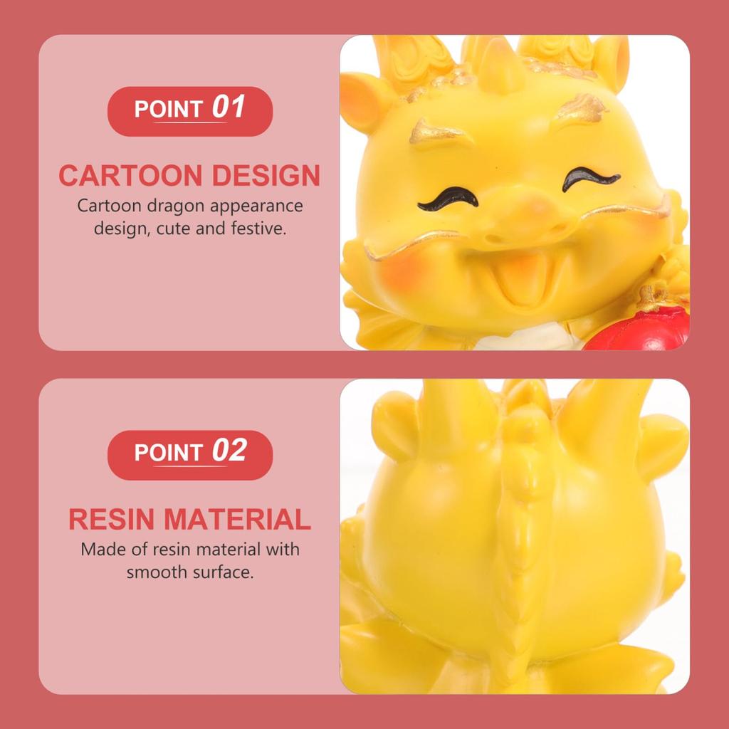 Dragon Zodiac Figurine Dragon Object 2024 Zodiac Sign Auspicious Statue Resin Miscellaneous Goods Gift New Gift Birthday Amulet Thank You New Year