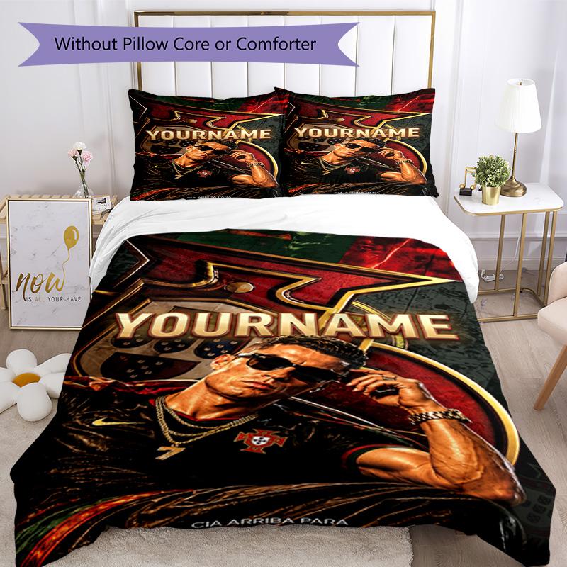 Cristiano Ronaldo 81 Customize Your Name Bedding Set Breathable Duvet Cover with Pillowcases Home Decoration Birthday Gift