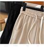 Super Fat Plus Size High Waist Ice Silk Straight-Leg Pants - Women's Summer Nine-Point Casual Style