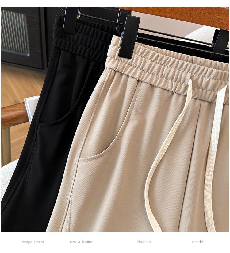 Super Fat Plus Size High Waist Ice Silk Straight-Leg Pants - Women's Summer Nine-Point Casual Style
