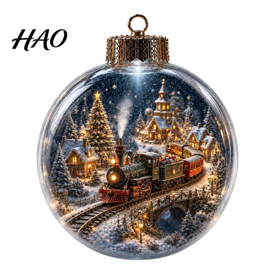 Reusable Holiday Hanging Ornaments Light Up Christmas Scene Ball Ornament with Warm LED Glowing Story for Indoor Festive Night Lights Tree Decor