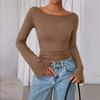 Women's Color Bell Sleeve Long Sleeve Top, Casual Blouse for Everyday Wear