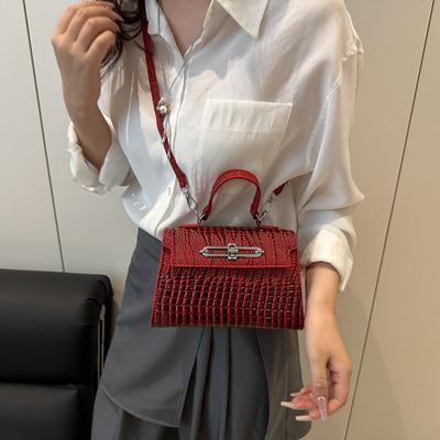European and American Retro Shoulder Bag Women's Bag Stone Pattern Texture Casual Messenger Bag This Year's New Small Square Bag Women's Bag