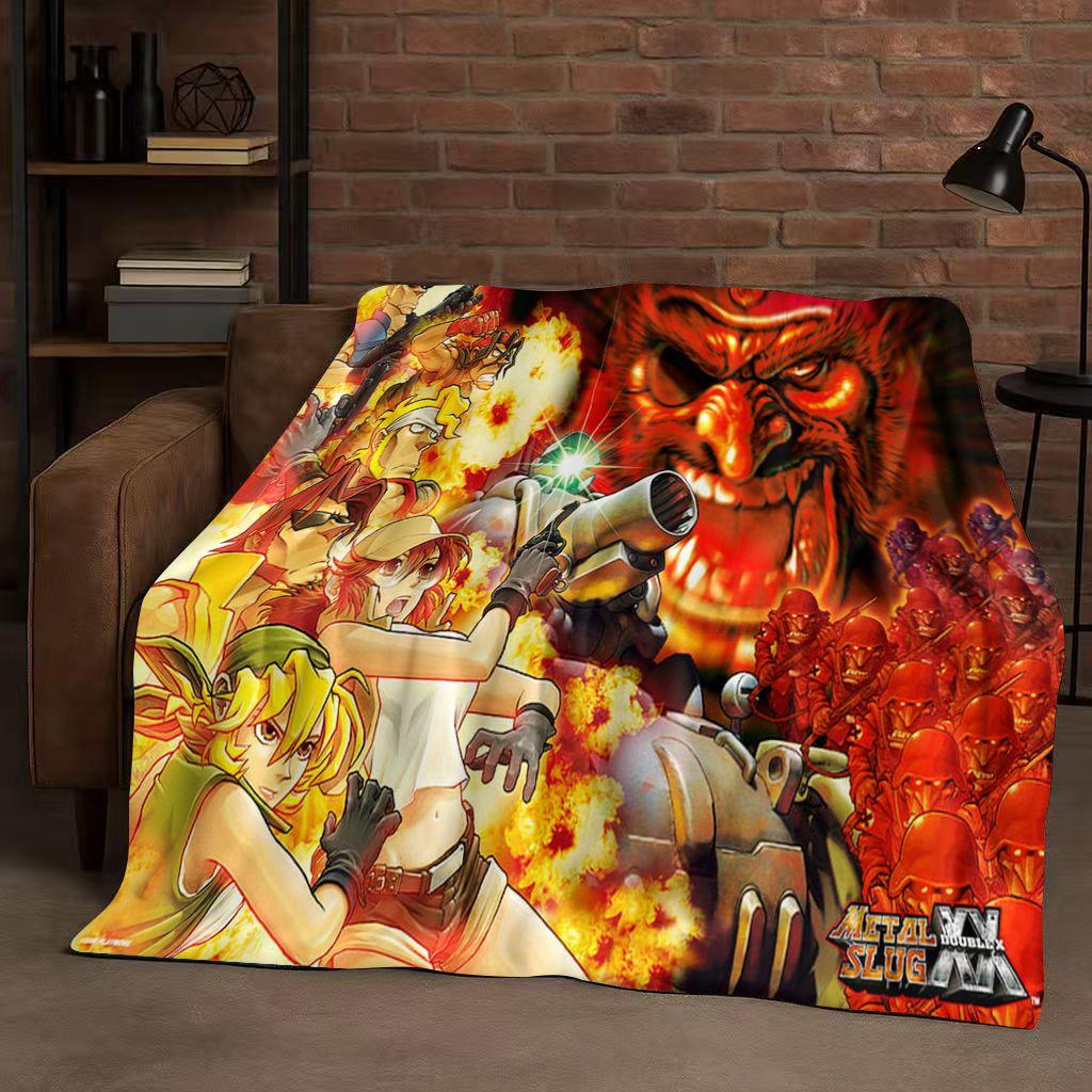 Classic Game Metal Slug Pixel Style Flannel Blanket,Ultra Soft Warm Plush Throw for Home Bedroom Bed Sofa Cover Office Travel