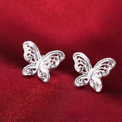 Silver-plated Earrings S925 Silver Earrings Silver Jewelry Women's Wedding Fashion Butterfly Earrings Earrings Boutique Jewelry
