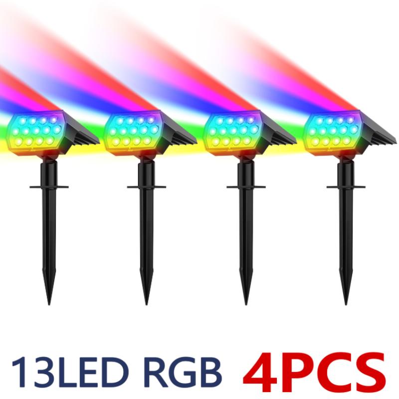 RGB Solar Spot Lights with 7 Modes Outdoor Color Changing Lights Spotlights Landscape Lighting for Garden Poo Pathway 4 Pack