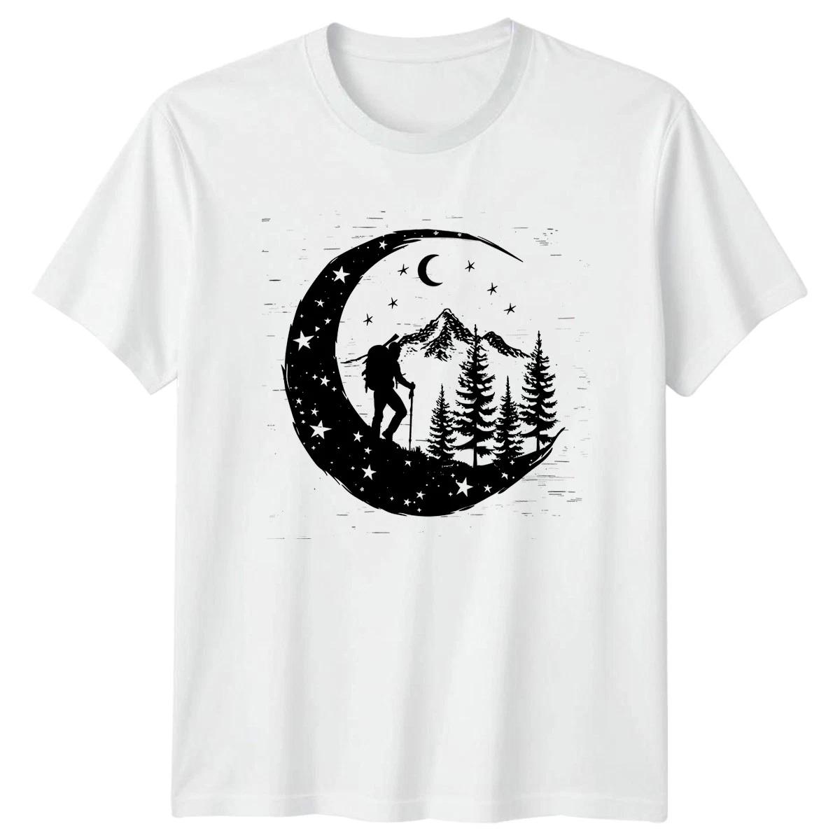 Moonlight Mountain Night Sky Hiking T-Shirt Mountain Hiking Outdoors Adventure XS