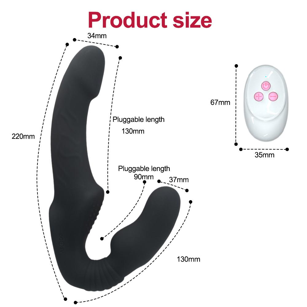 Strapless Female Strapon Dildo Vibrator 10 Speeds Double Vibrating G Spot Adult Sex Toys For Women Couple Anal Prostate Massager