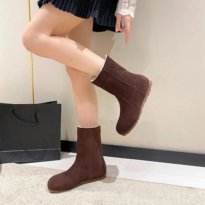 Women Two Wear Snow Thickened Women Winter 2025 New Lambswool Retro Booties Plus Velvet Cotton Shoes
