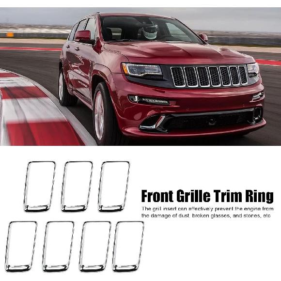 Front Grill Trim Insert Ring, ABS Front Grille Trim Ring Chrome Plated Modification Replacement for 2014‑2016 (7PCS/Set)