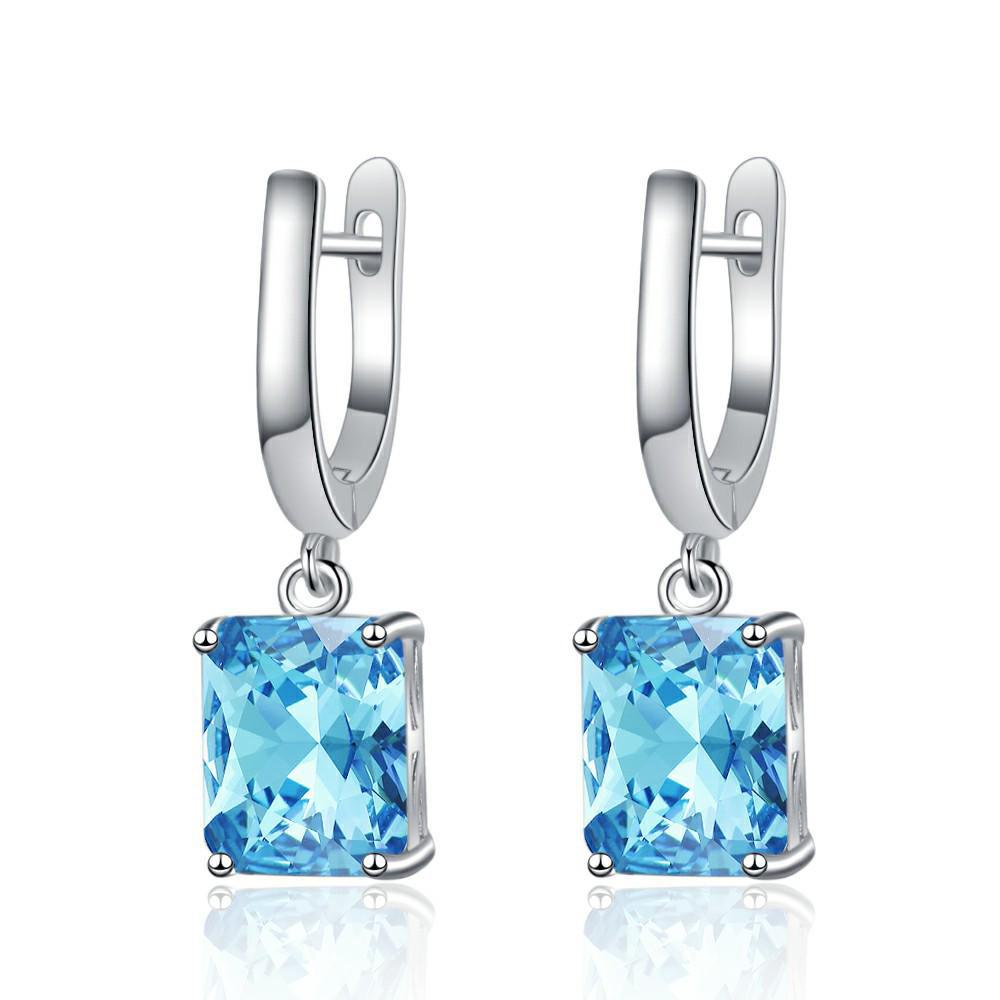 Romantic Fashion Zircon Square Earrings In Blue - European & American Style