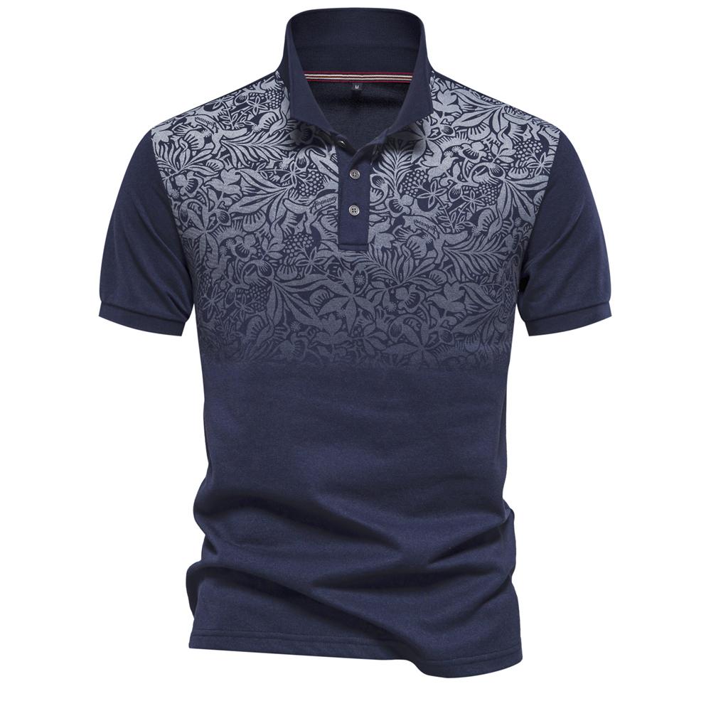 Men’s Summer T-shirts Cotton Polyester Gradient Printed Polo Shirts Short Sleeves Fashion Tops Golf Shirt Daily Casual Menswear