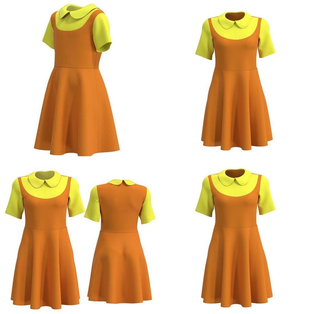 Squid Game Wooden Doll Cosplay Dress Comfortable And Breathable Red Green Light